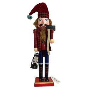 Wooden Woodsman Nutcracker with Axe and Lantern 15” New w Tags